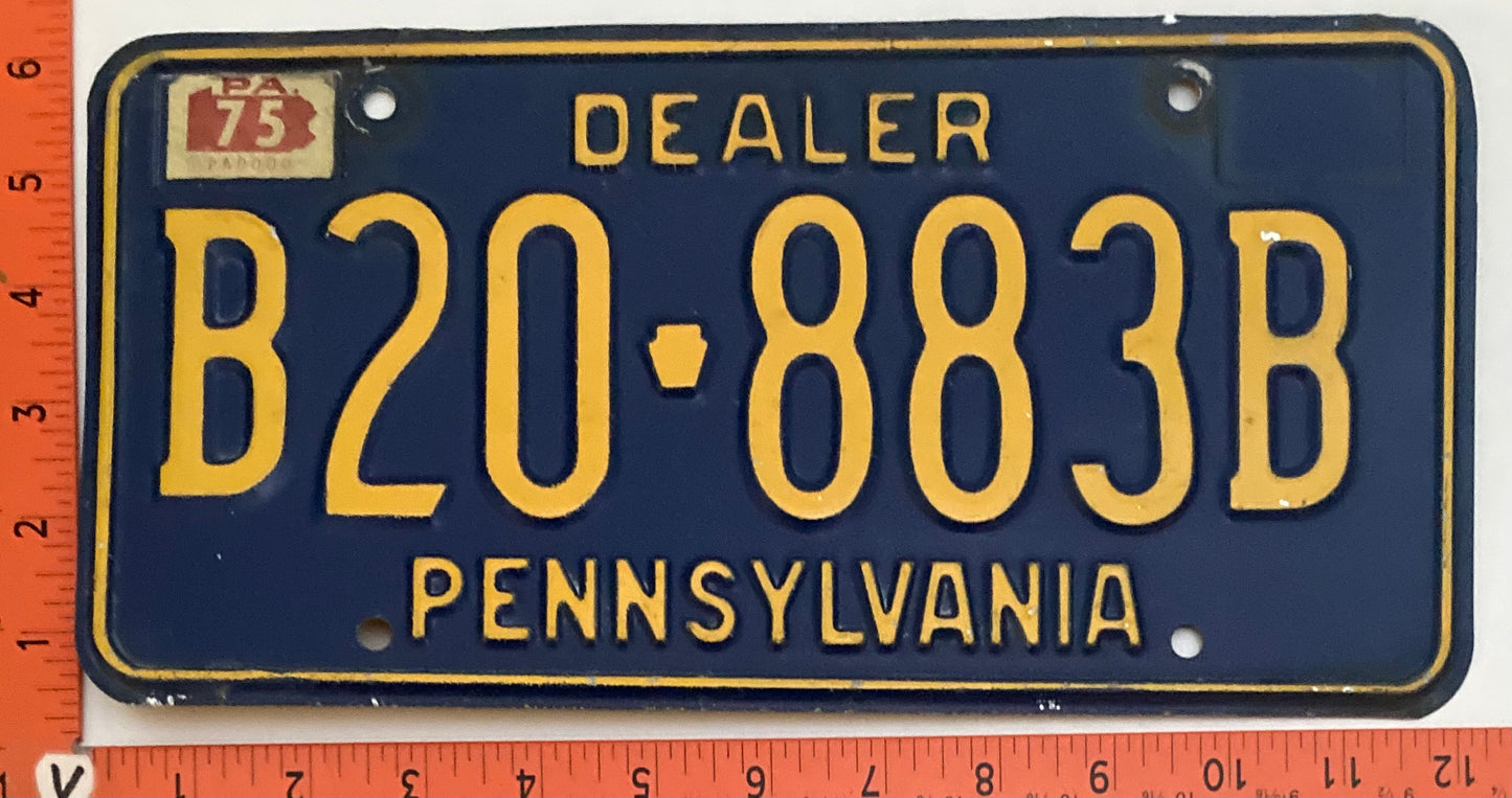 1975 Pennsylvania #B20-883B Dealer License Plate