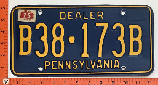 1975 Pennsylvania #B38-173B Dealer License Plate