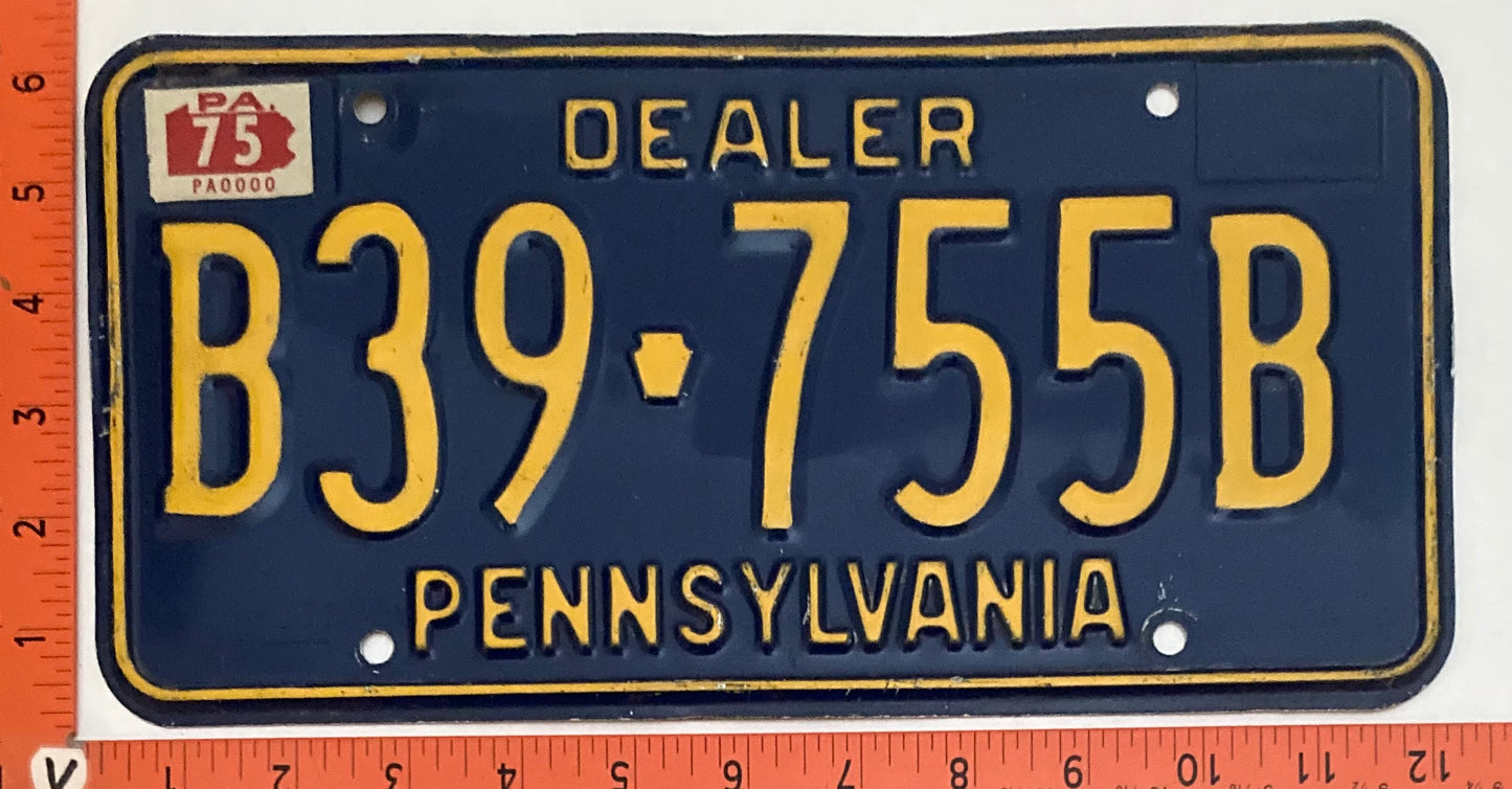 1975 Pennsylvania #B39-755B Dealer License Plate