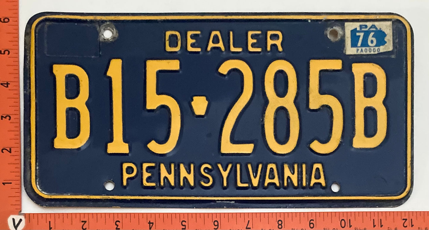 1976 Pennsylvania #B15-285B Dealer License Plate