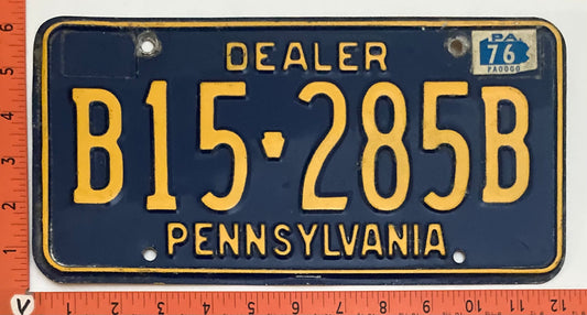 1976 Pennsylvania #B15-285B Dealer License Plate