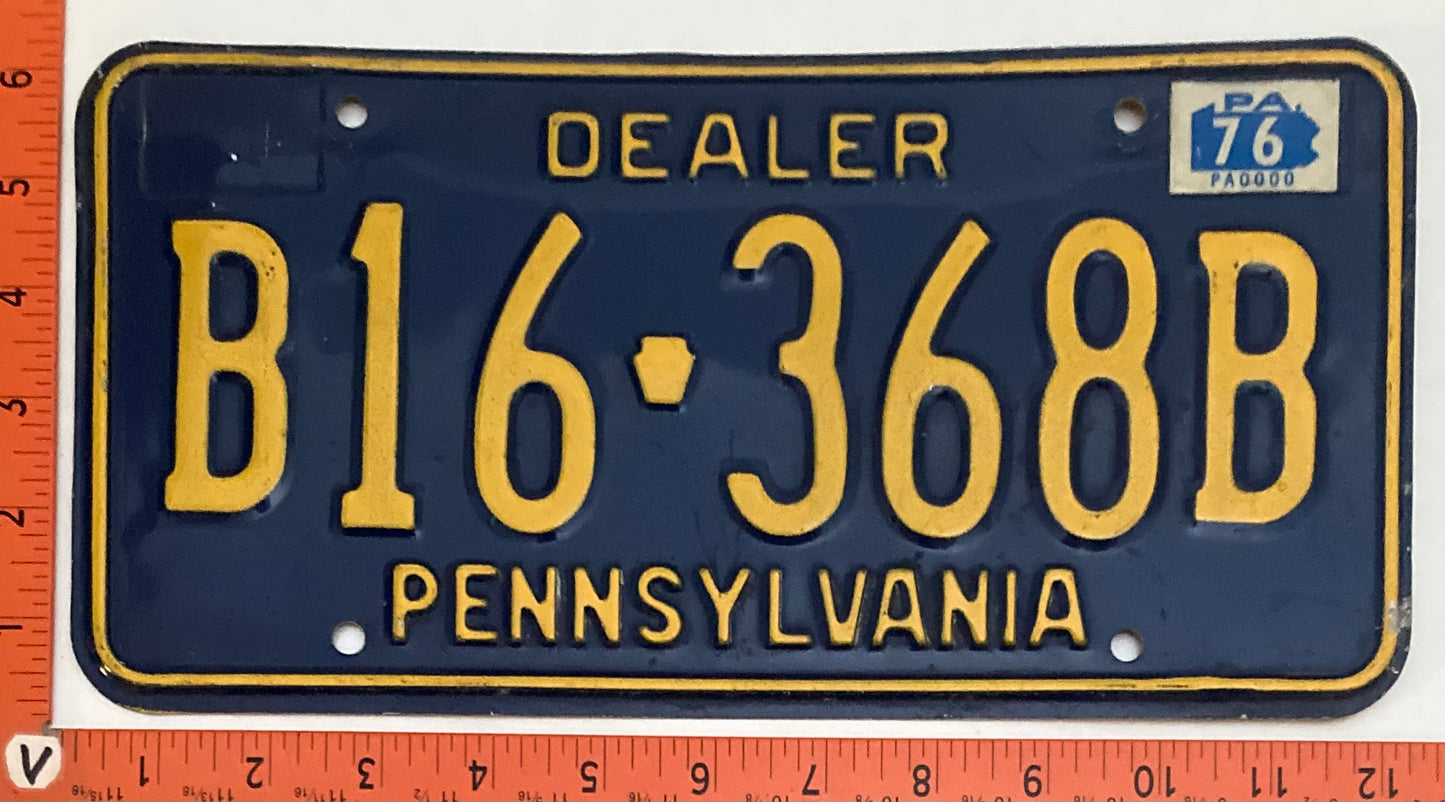 1976 Pennsylvania #B16-368B Dealer License Plate