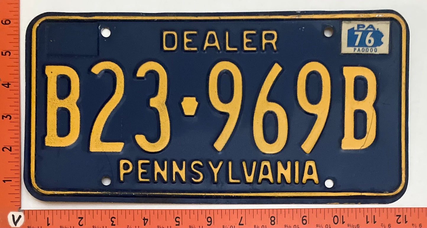 1976 Pennsylvania #B23-969B Dealer License Plate