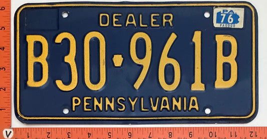 1976 Pennsylvania #B30-961B Dealer License Plate