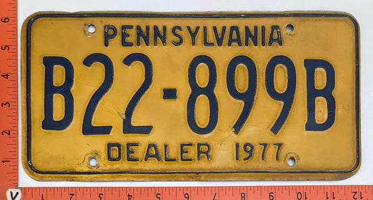 1977 Pennsylvania #B22-899B Dealer License Plate