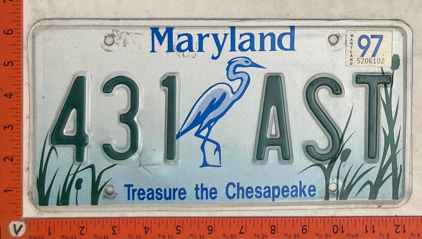 1997 Maryland #431 AST Treasure the Chesapeake License Plate