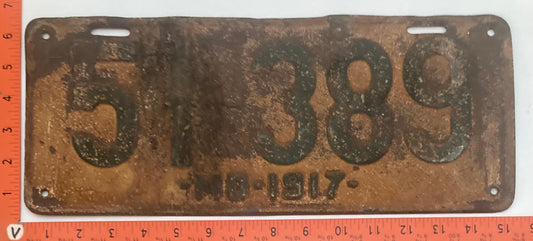 1917 Maryland # 51-389 Passenger license plate (Crafter)