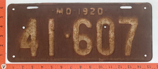 1920 Maryland # 41-607 Passenger license plate (Crafter)
