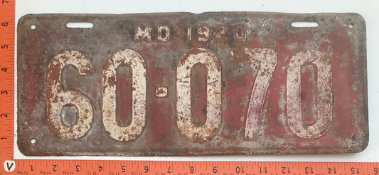 1920 Maryland # 60-070 Passenger license plate (Crafter)