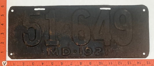 1921 Maryland # 51-649 Passenger license plate (Crafter)