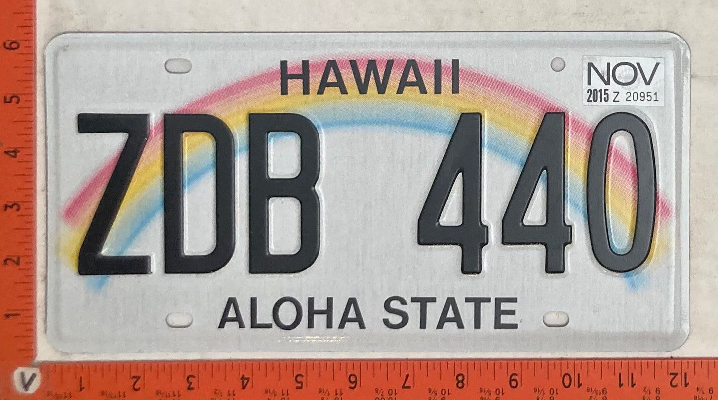2015 Hawaii #ZDB 440 Passenger License Plate