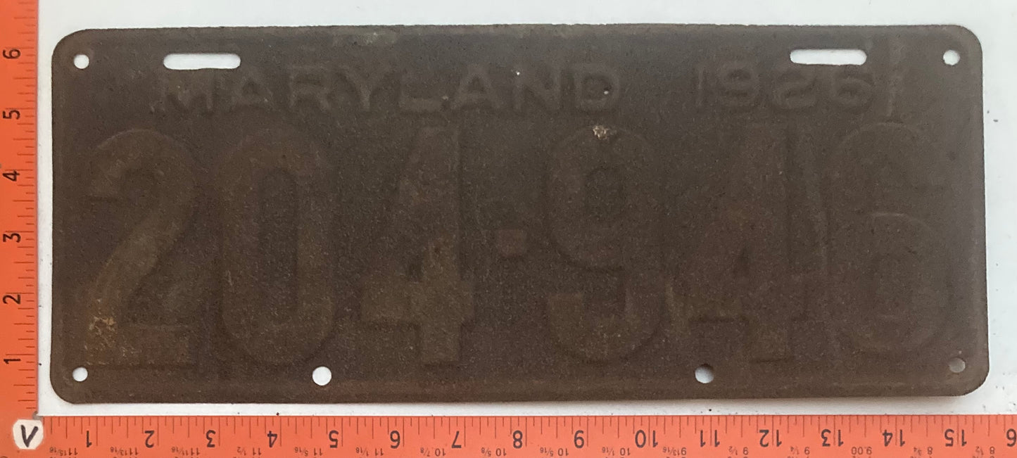 1926 Maryland # 204-946 Passenger license plate (Crafter)