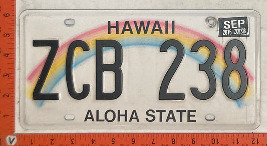 2016 Hawaii #ZCB 238 Passenger License Plate
