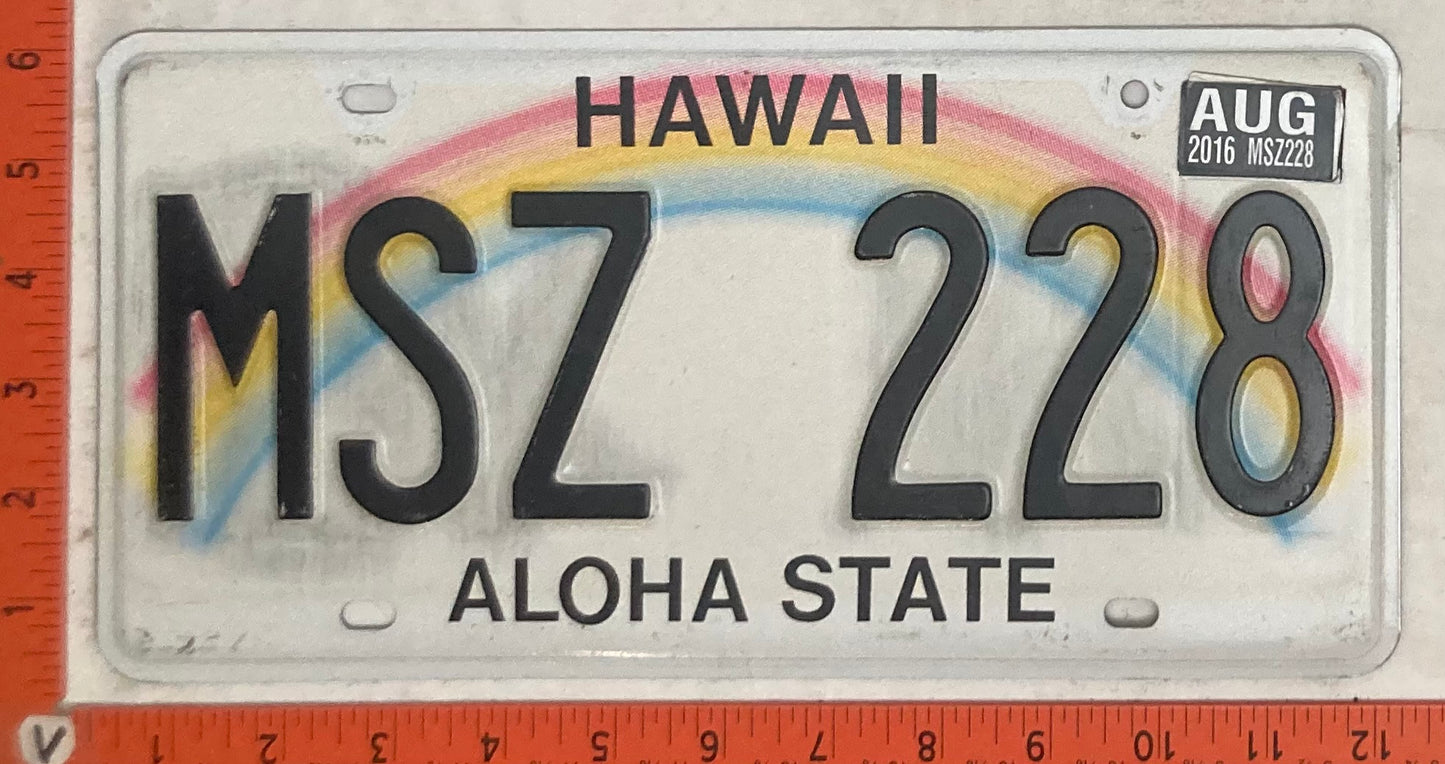 2016 Hawaii #MSZ 228 Passenger License Plate
