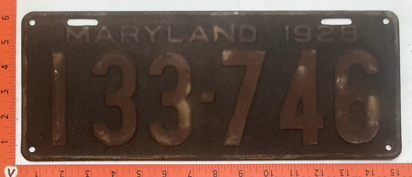 1928 Maryland # 133-746 Passenger license plate (Crafter)