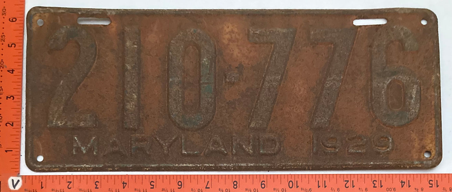 1929 Maryland # 210-776 Passenger license plate (Crafter)