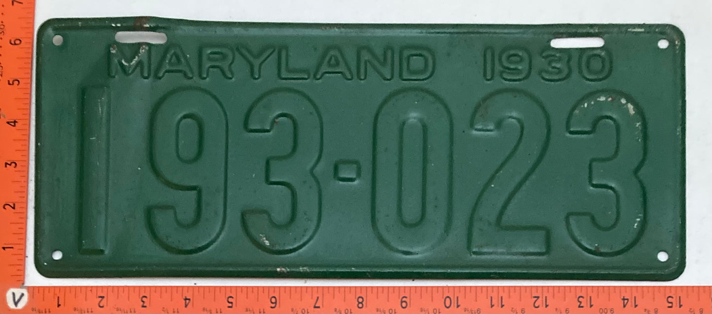 1930 Maryland # 193-023 Passenger license plate (Crafter)