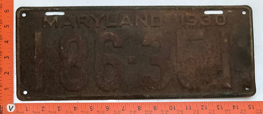 1930 Maryland # 186-351 Passenger license plate (Crafter)