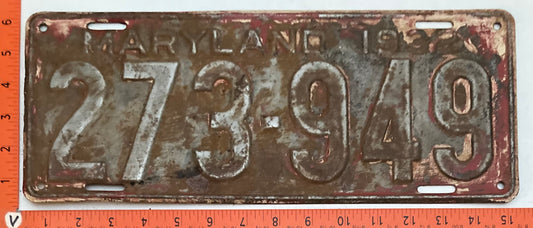 1932 Maryland # 273-949 Passenger license plate (Crafter)