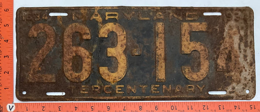 1934 Maryland # 263-154 Passenger license plate (Crafter)