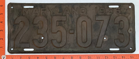 1936 Maryland #235-073 Passenger license plate (Crafter)