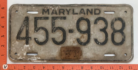1951 Maryland #455-938 Passenger license plate (Crafter)