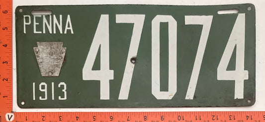 1913 Pennsylvania #47074 Passenger License Plate
