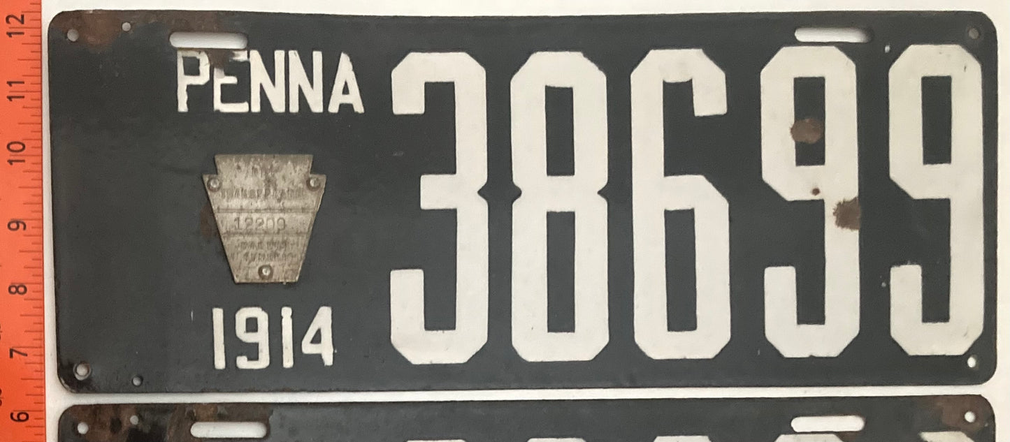 1914 Pennsylvania #38699 Passenger License Plate PAIR