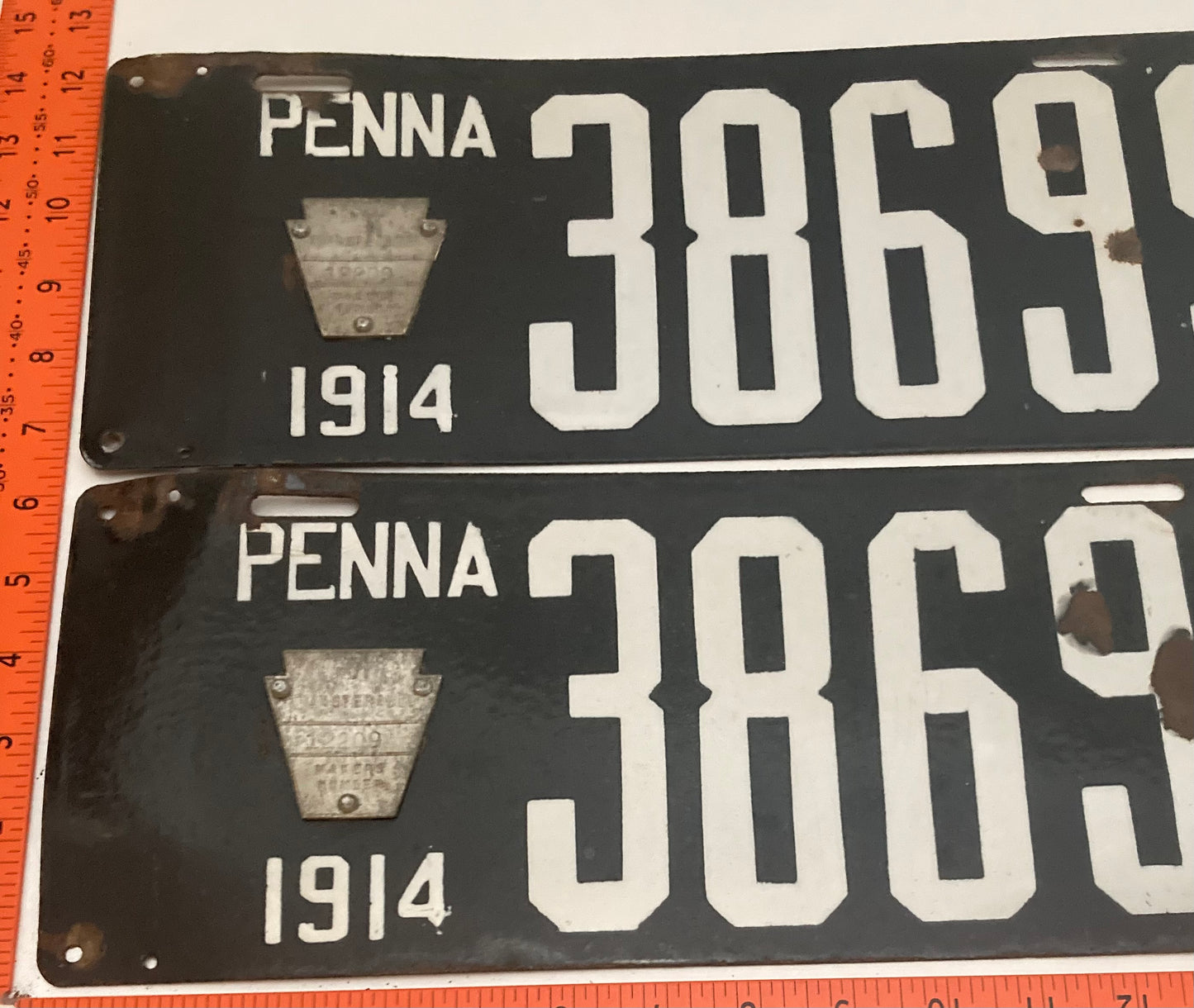 1914 Pennsylvania #38699 Passenger License Plate PAIR