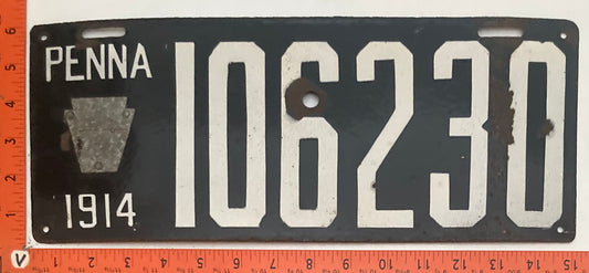 1914 Pennsylvania #106230 Passenger License Plate