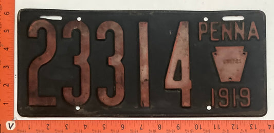 1919 Pennsylvania #23314 Passenger License Plate