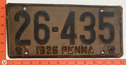 1926 Pennsylvania #26-435 Passenger License Plate