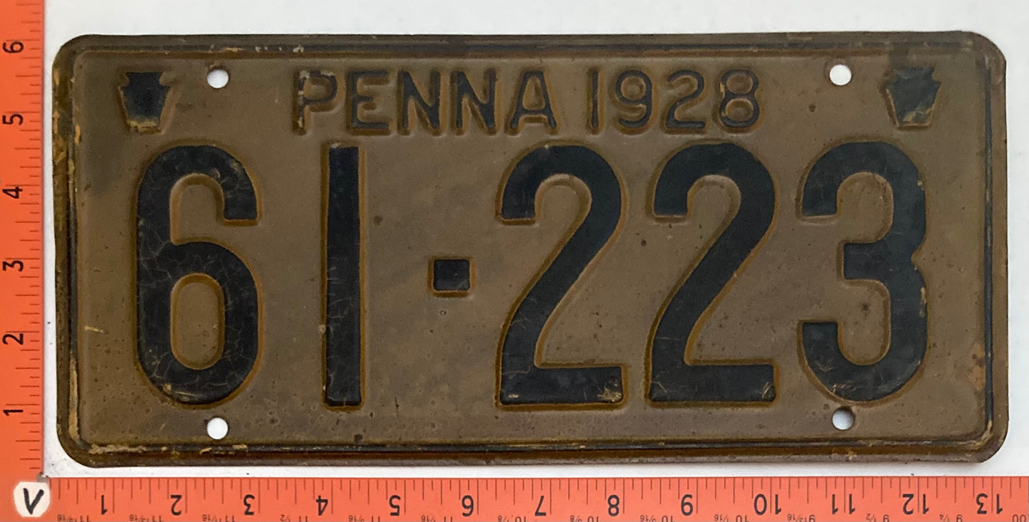 1928 Pennsylvania #61-223 Passenger License Plate