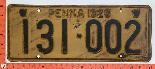1928 Pennsylvania #131-002 Passenger License Plate