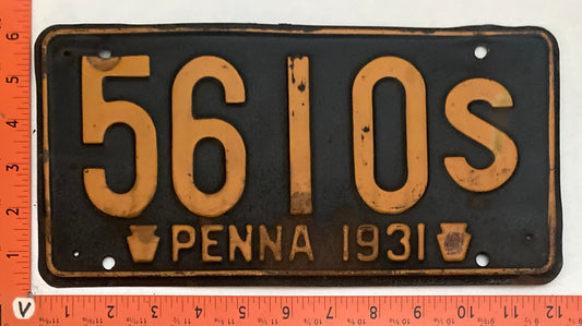 1931 Pennsylvania #5610S Passenger License Plate