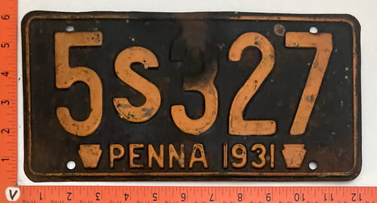 1931 Pennsylvania #5S327 Passenger License Plate