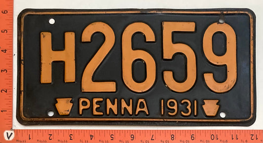 1931 Pennsylvania #H2659 Passenger License Plate