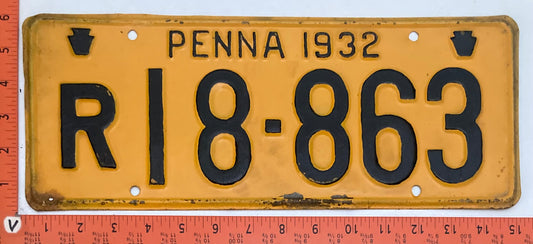 1932 Pennsylvania #R18-863 Truck License Plate