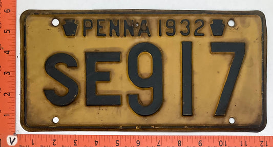 1932 Pennsylvania #SE917 Passenger License Plate