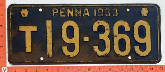 1933 Pennsylvania #T19-369 Truck License Plate