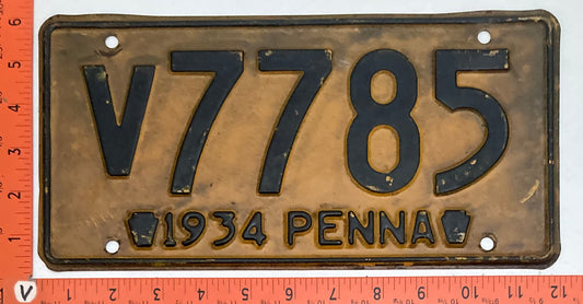 1934 Pennsylvania #V7785 Passenger License Plate