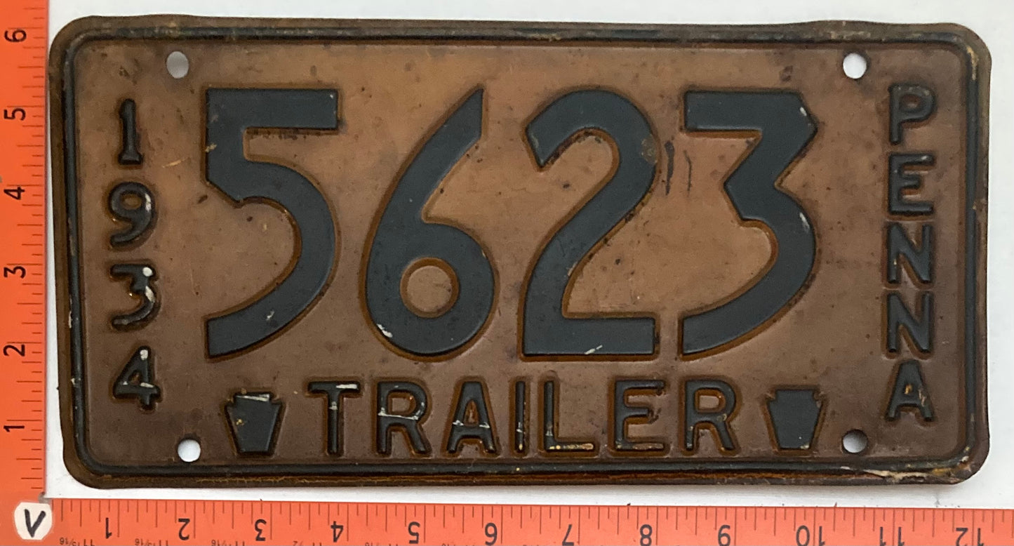 1934 Pennsylvania #5623 Trailer License Plate