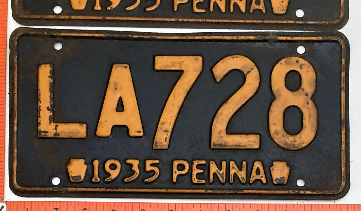 1935 Pennsylvania #LA728 Passenger License Plate PAIR