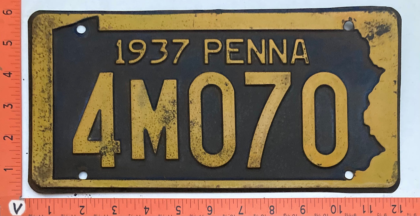1937 Pennsylvania #4M070 Passenger License Plate
