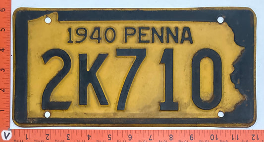 1940 Pennsylvania #2K710 Passenger License Plate