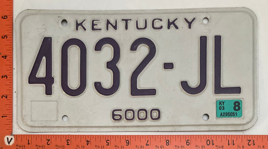 2003 Kentucky #4032-JL Truck License Plate
