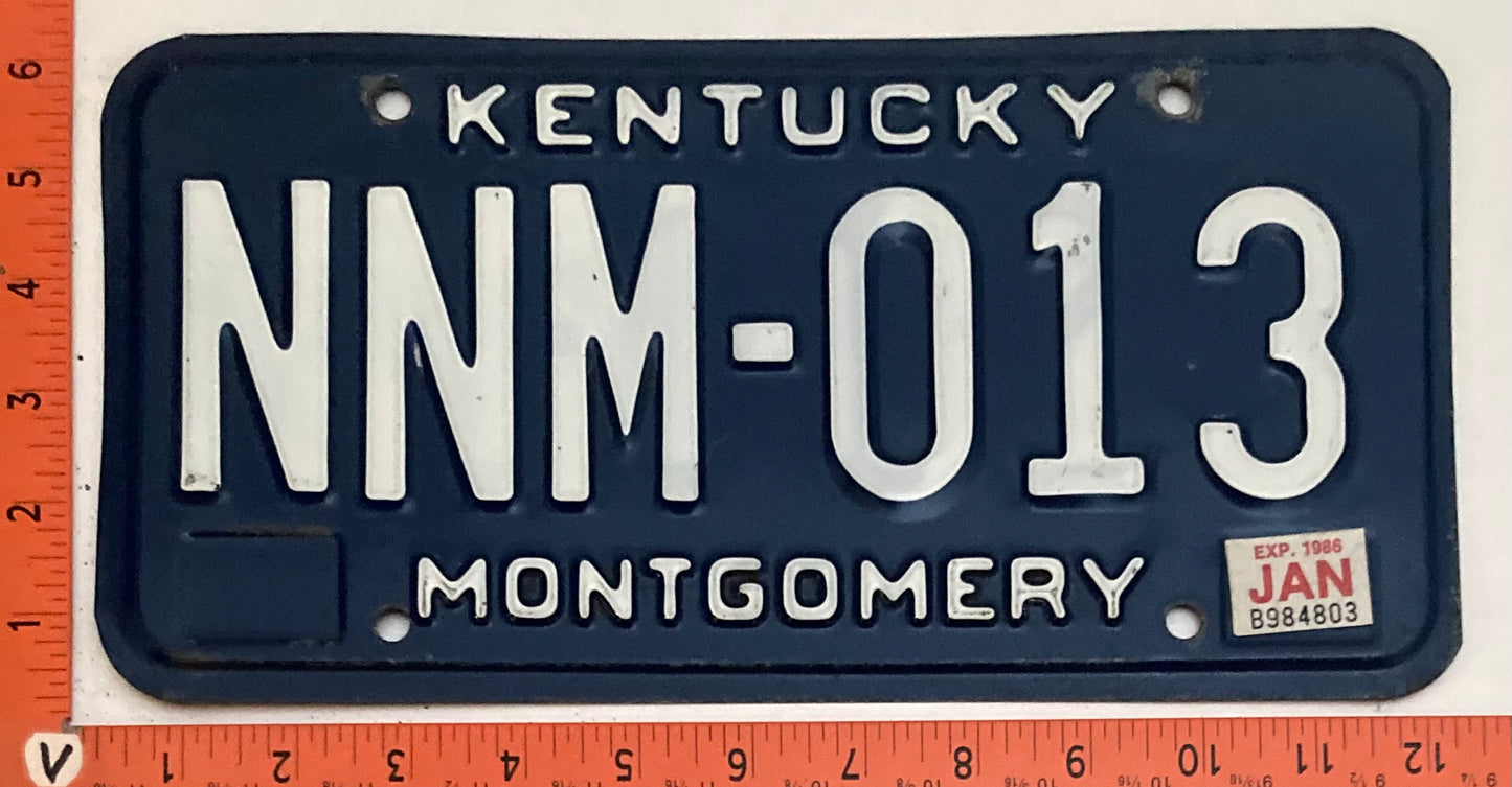 1986 Kentucky #MNM-013 Passenger License Plate