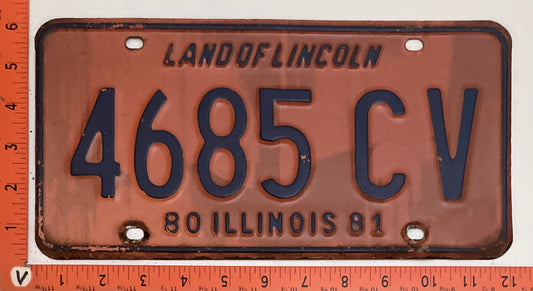 1981 Illinois #4685 CV Passenger License Plate