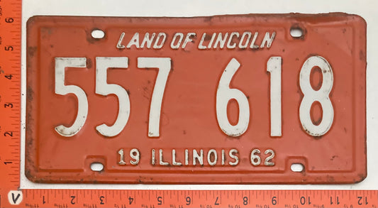 1962 Illinois #557 618 Passenger License Plate