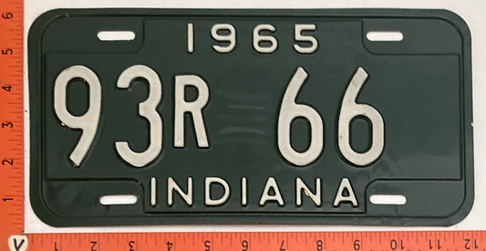 1965 Indiana #93R 66 Passenger License Plate